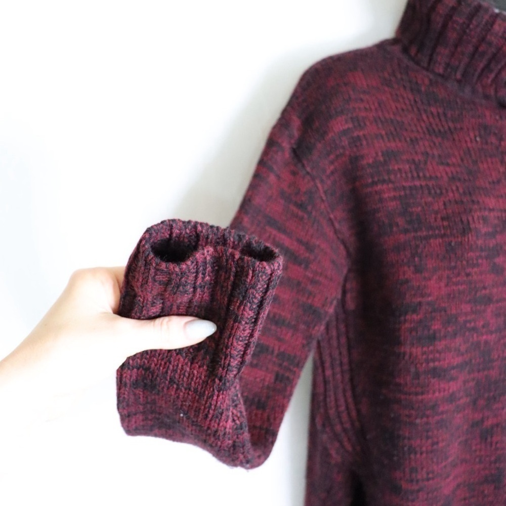 JOHN + JENN Burgundy Cable Knit Turtleneck Sweater - Picture 5 of 13